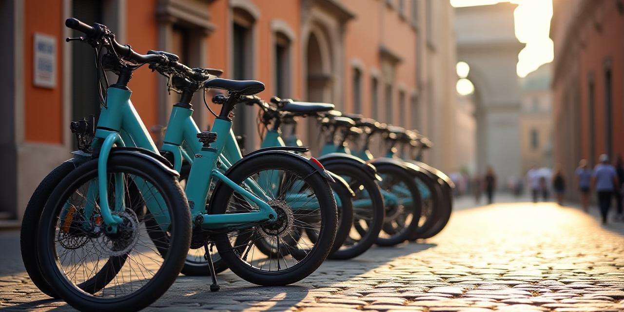 Biciclette elettriche parcheggiate vicino a un monumento a Roma